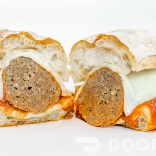 two meatball sandwiches