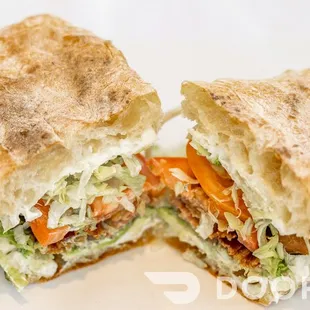 a sandwich cut in half