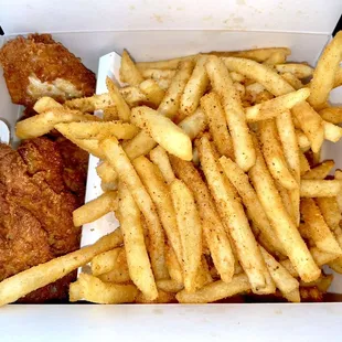 Combo plate with 5 Chicken Wings and Mega Fries.