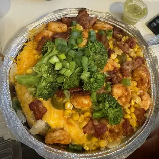 Shrimp loaded potato