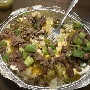 Large Loaded Beef Steak Potato