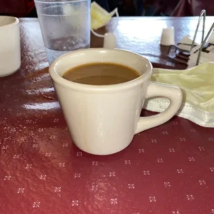 a cup of coffee on a table