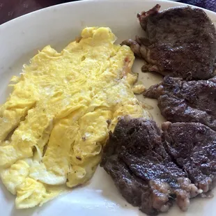Moist tasty Steak and eggs for breakfast