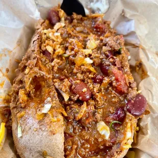 Beef Chili Cheddar Potato