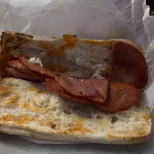Pot belly&apos;s italian sub. They didn&apos;t even bother to cut it