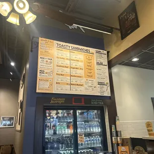 a menu on the wall