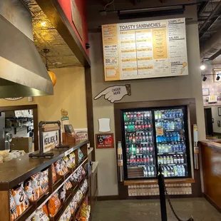 a menu and a vending machine