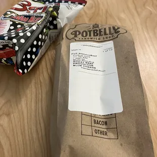 a bag of chips and a bag of bacon