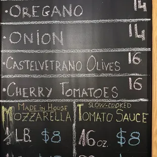 Focaccia menu