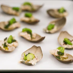 artichoke leaf, skordalia | tarragon mint pistou, fava | photo by Olivia Smartt