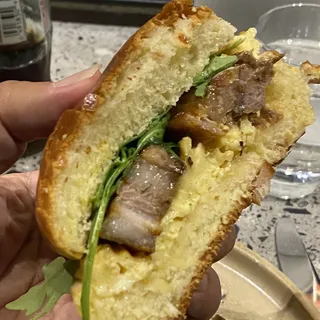 Pork Belly Cha Siu & Egg Sandwich with French Fries