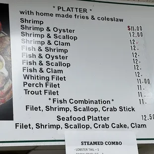 Platter menu