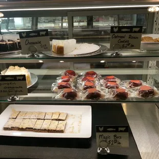 a display of desserts