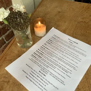 Cocktail menu