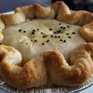 Chicken curry pot pie after baking