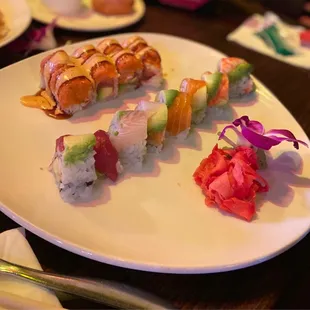 Double Happiness Roll and Rainbow Roll