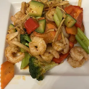 Spicy shrimp stir fry in peanut oil (off menu item)