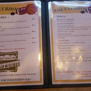 the menu for the clebot sandwich