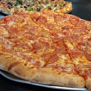 a whole pizza and a half pizza