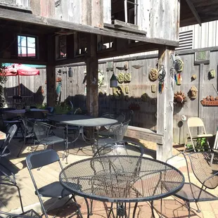 tables and chairs outside