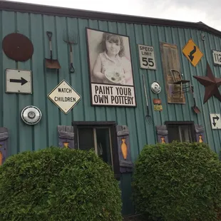 The outside of the building.