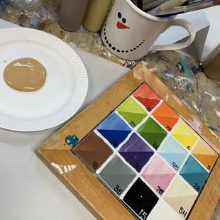 The paint square of colors.