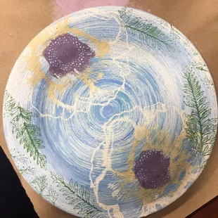 Spin art, marbling, and screen printing all on one plate!