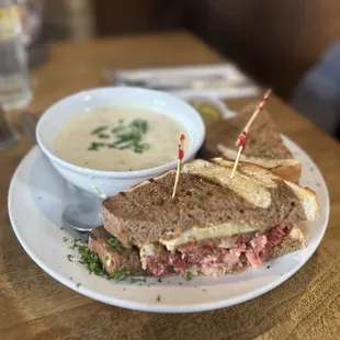 Pastrami and clam chowder