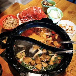 Mushroom and tomato broth.