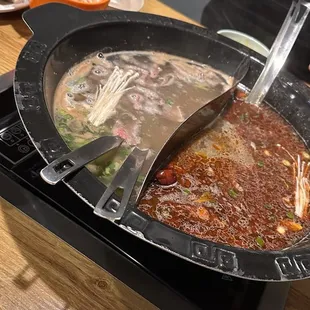 Beef broth &amp; mild (way too spicy!)