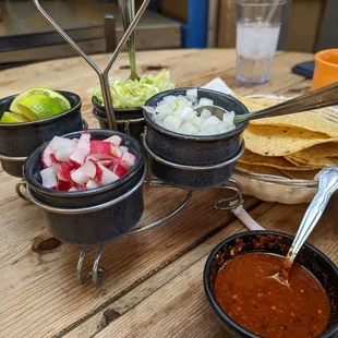 a variety of condiments on a table