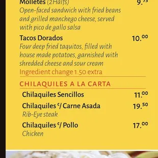 a menu for a mexican restaurant
