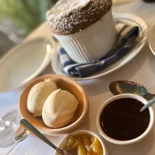 a cup of coffee and dessert