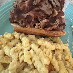 Pulled pork and Mac and cheese