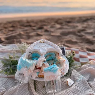 a piece of cake on the beach