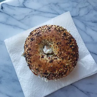 Everything bagel with bacon jalapeño cream cheese.