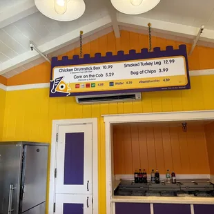 Menu inside the kiosk