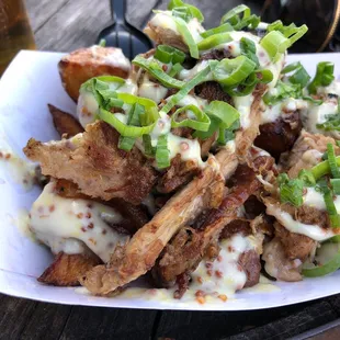 Fried potatoes with bbq