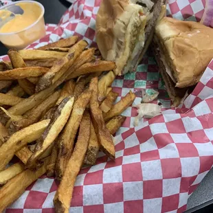 Started on my hatch chili burger before I took the pic. Fries are great. Super good fresh cut fries.