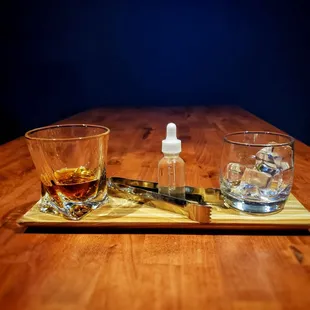 two glasses on a tray