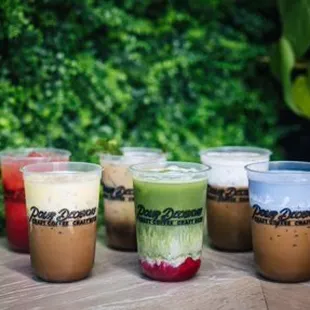 Variety of iced beverages