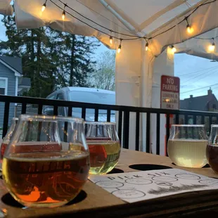 two glasses of wine on a table