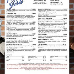 Brunch menu