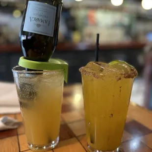 two drinks on a table