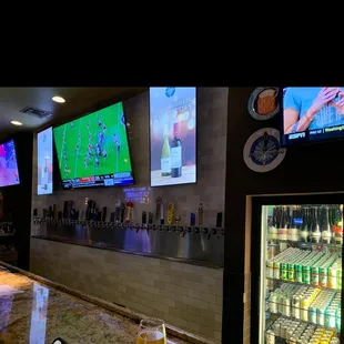 the bar and televisions