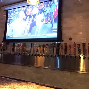 Several beers on tap