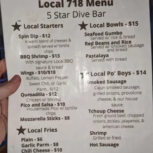 menu