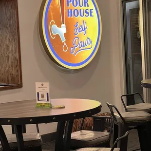 a table and chairs in a restaurant