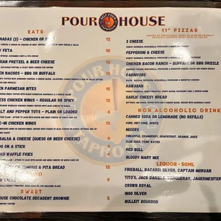 The menu
