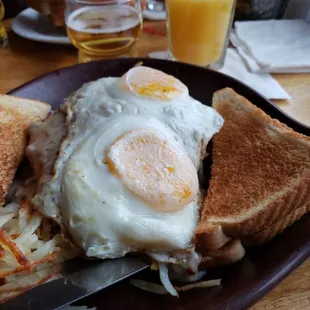 Fantastic breakfast served until 1pm for us late morning people. Best Bloody's in town!  We come here for breakfast every weekend!